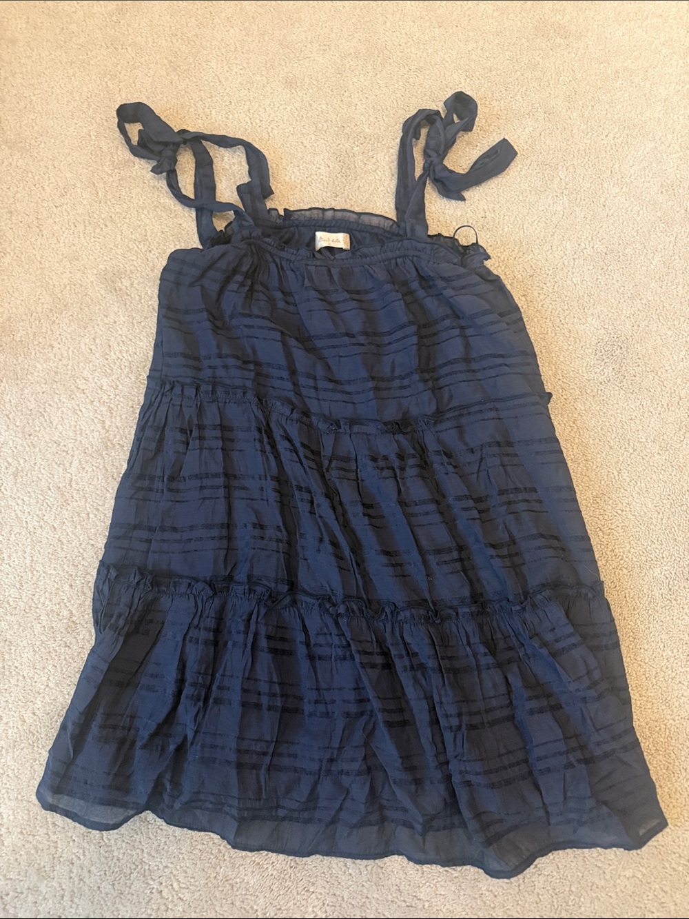 Altar'd State Navy Blue Tiered Tie-Shoulder Dress